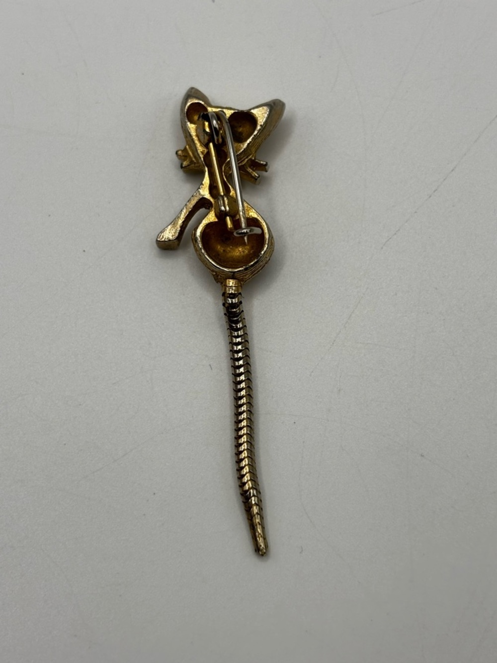 Vintage Cat Brooch with Flexible Snake Tail - Picture 11 of 14